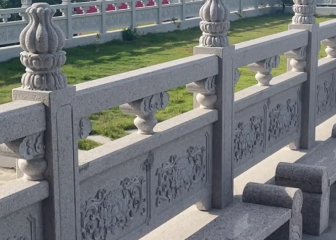 Antique-Weathered Stone Carved Railing