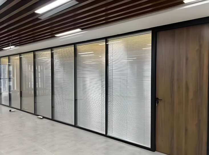 Double-Pane Tempered Glass Partition with Built-in Blinds