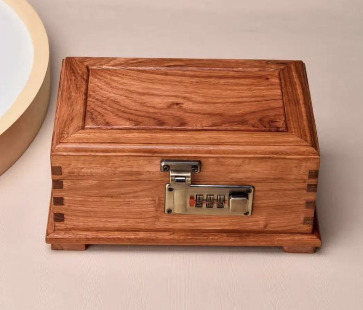 Wooden Jewelry Box with Secret Compartment