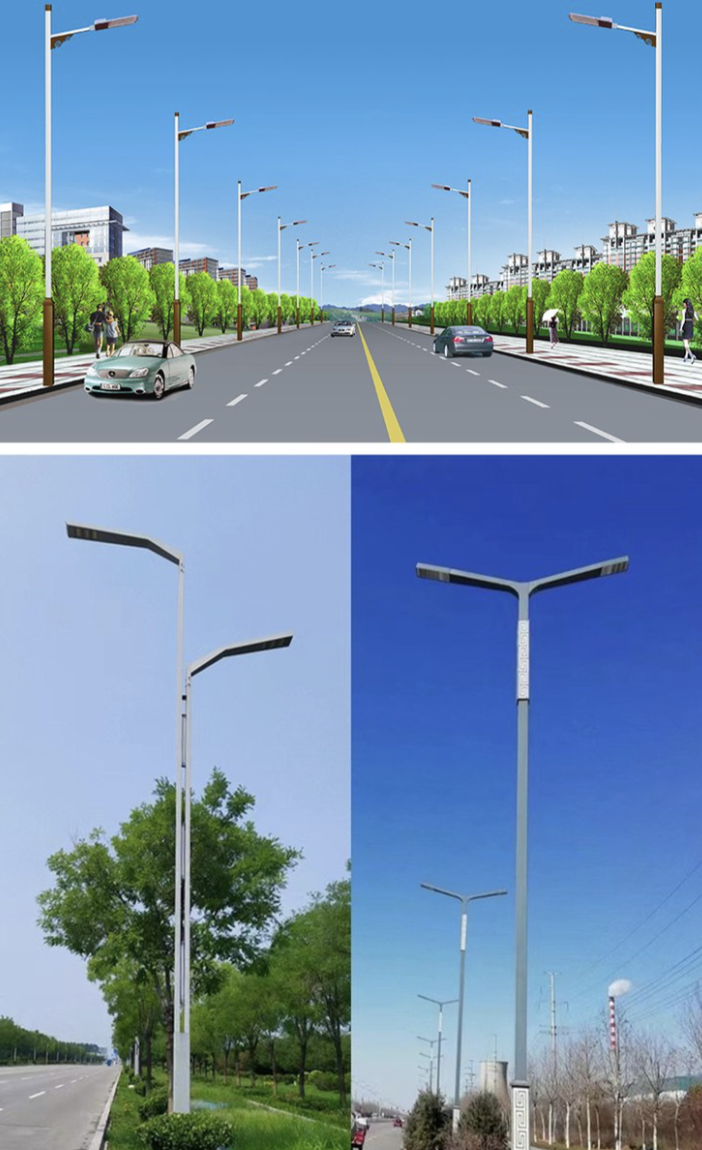 ไฟถนน LED กำลังสูง12ม. เสาแปดเหลี่ยม