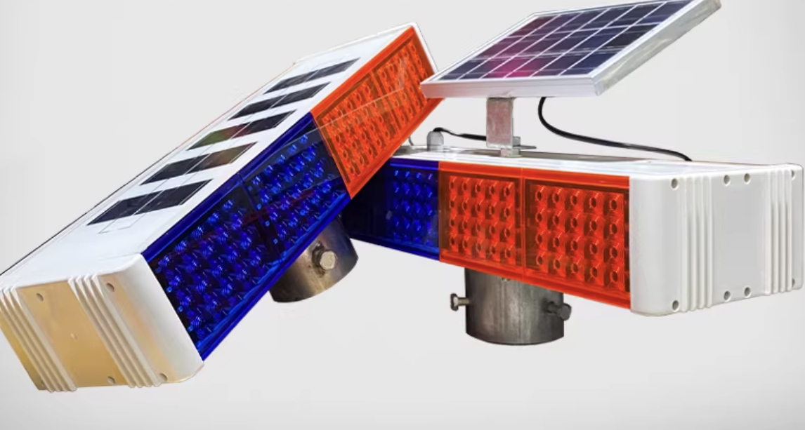 Solar Powered Red & Blue Traffic Strobe Light