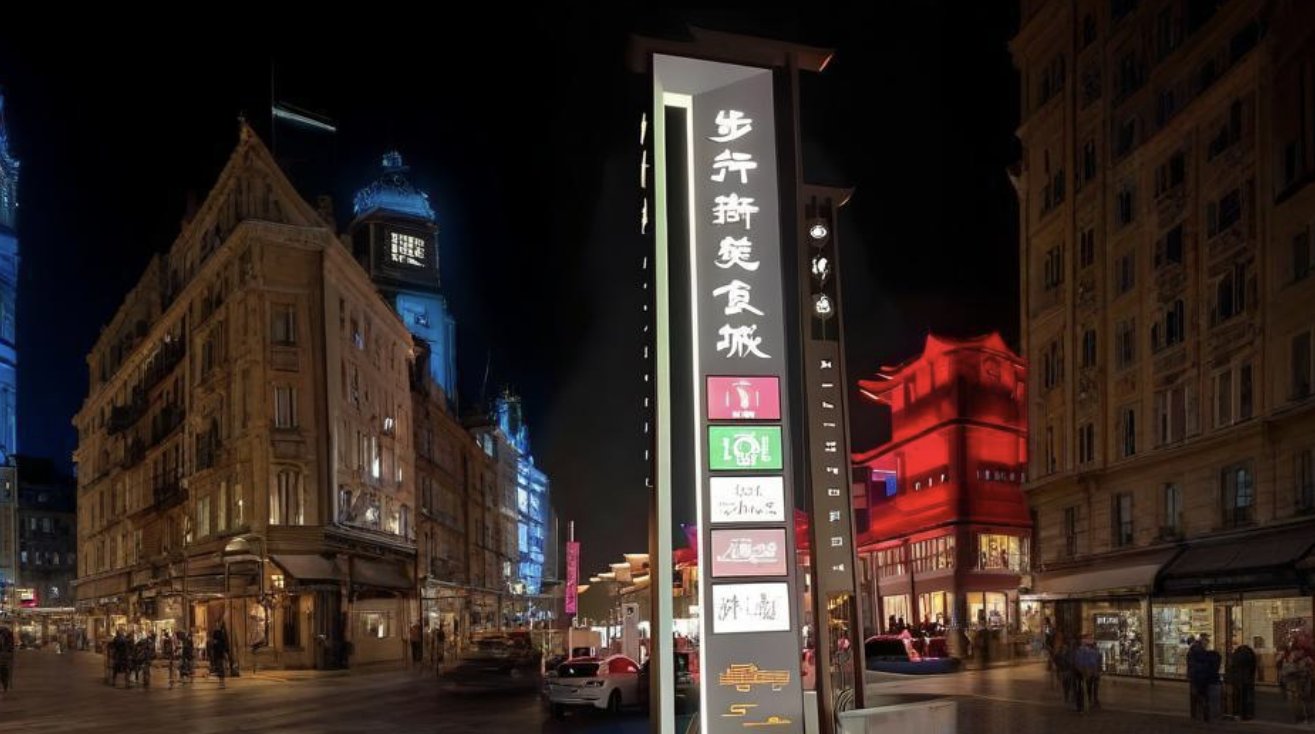 Carbon Steel Traditional Chinese Style Wired LED Landmark Sign