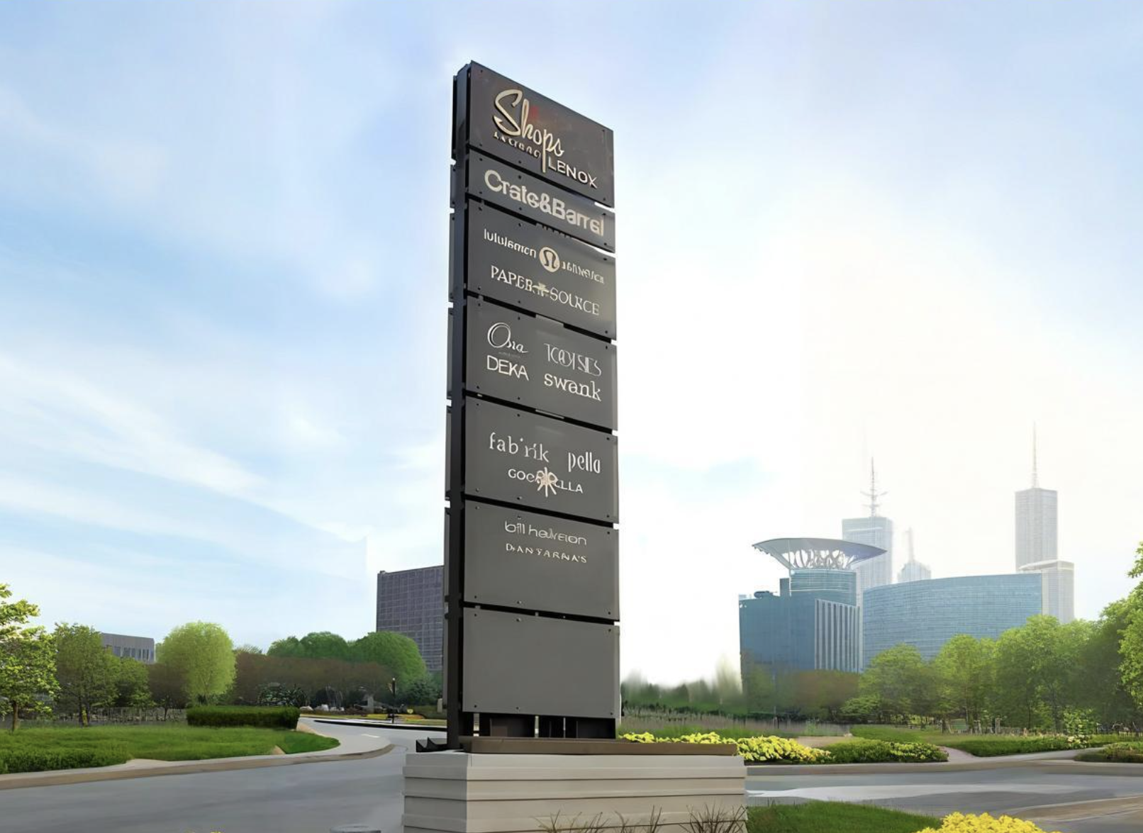 Modular Aluminum Solar-Powered Modern Minimalist Landmark Sign