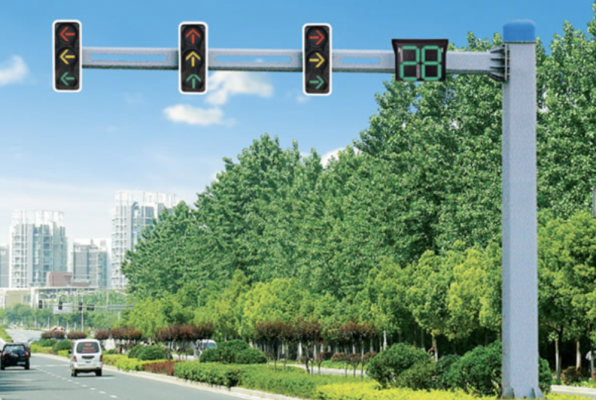 Poteau de signalisation octogonal à un seul bras