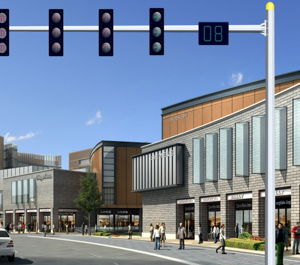 Tiang Sinyal Lalu Lintas Kota Lengan Tunggal Segi Delapan