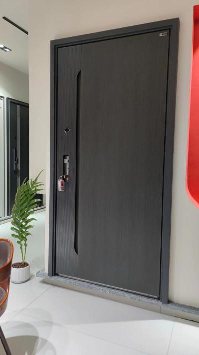 Porte d'entrée composite aluminium-bois minimaliste de luxe