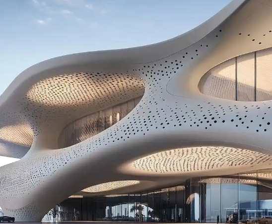 Tường lan can tấm ốp nhôm cong hình dạng đặc biệt