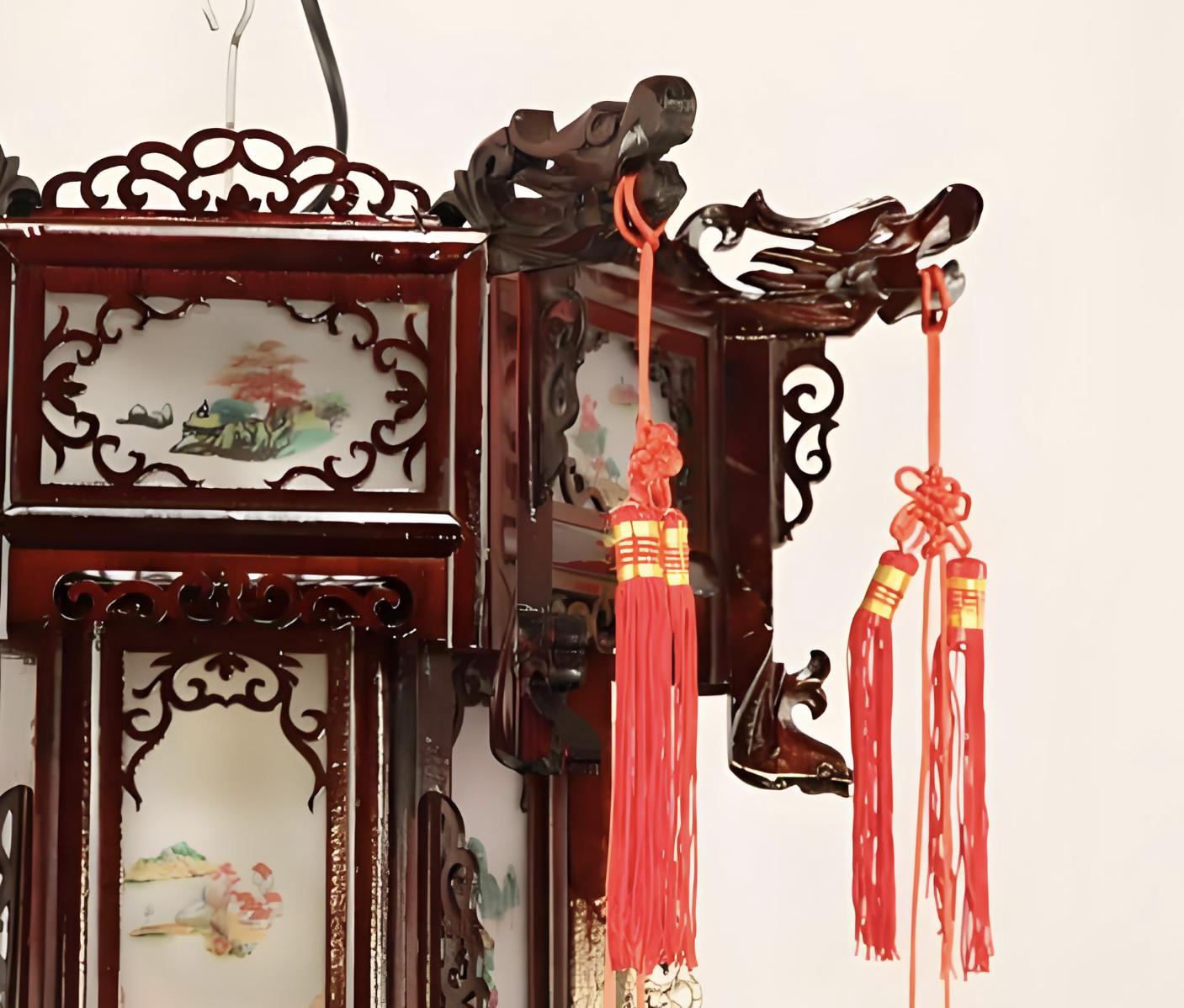 Handcrafted Red Wood Beijing Palace Lantern