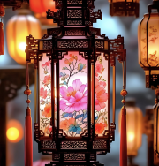 Handcrafted Red Wood Beijing Palace Lantern