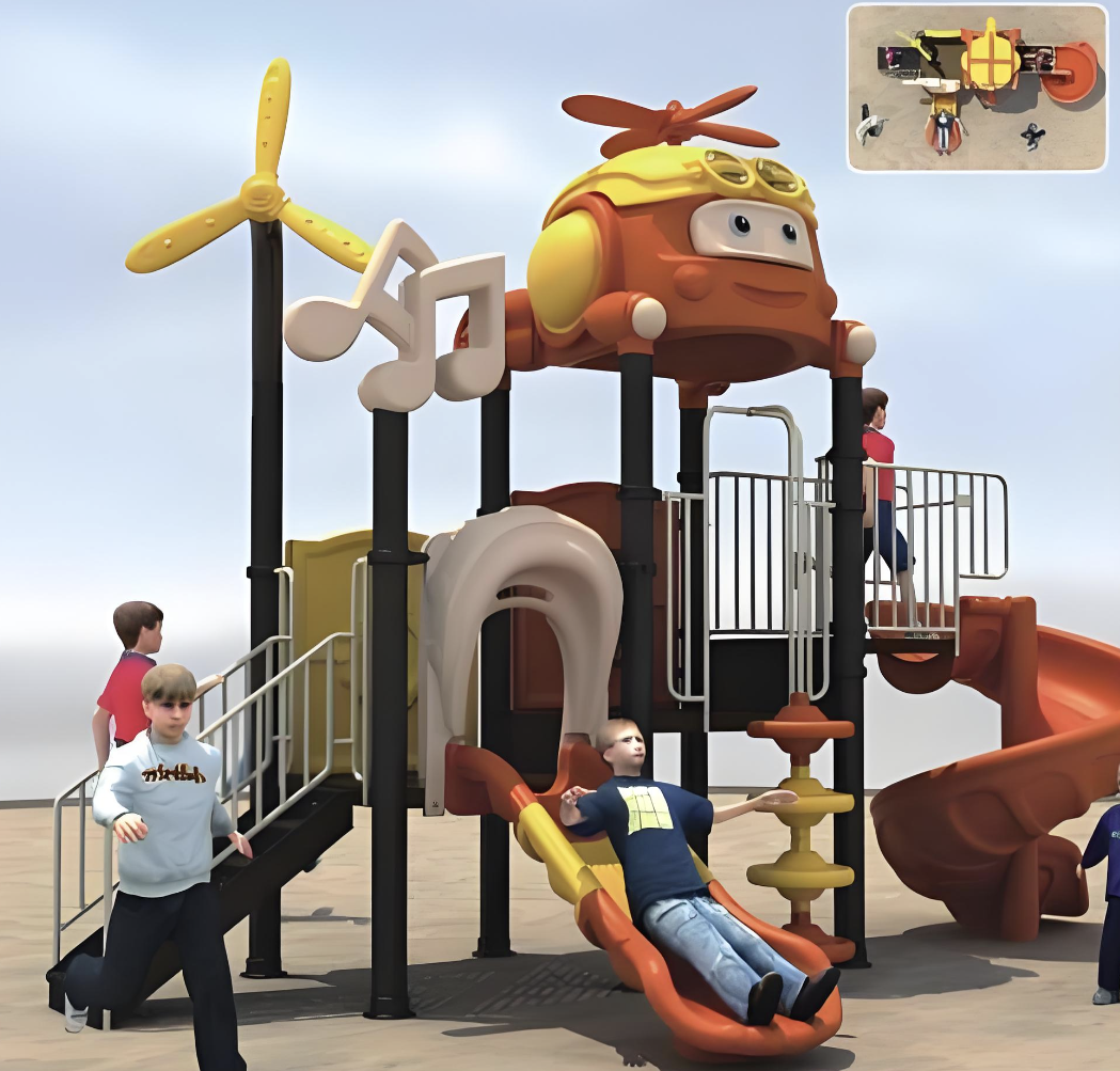 Tour de jeu d'escalade de moulin à vent pour enfants avec toboggan