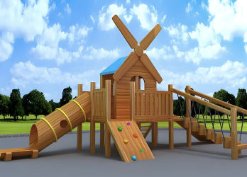 Tour de jeu d'escalade de moulin à vent pour enfants avec toboggan