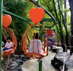 山の美しいパノラマ低高度ケーブルカー