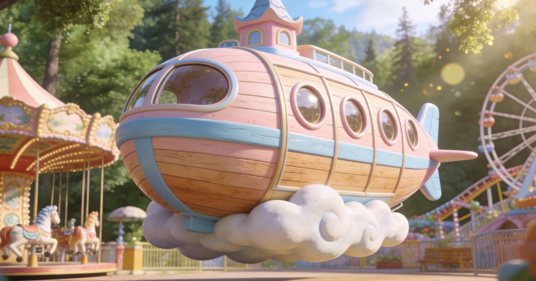 Dirigeable de croisière mignon nuage