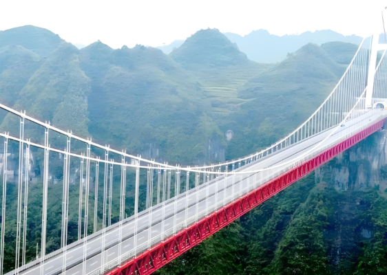 Pont suspendu routier longue portée