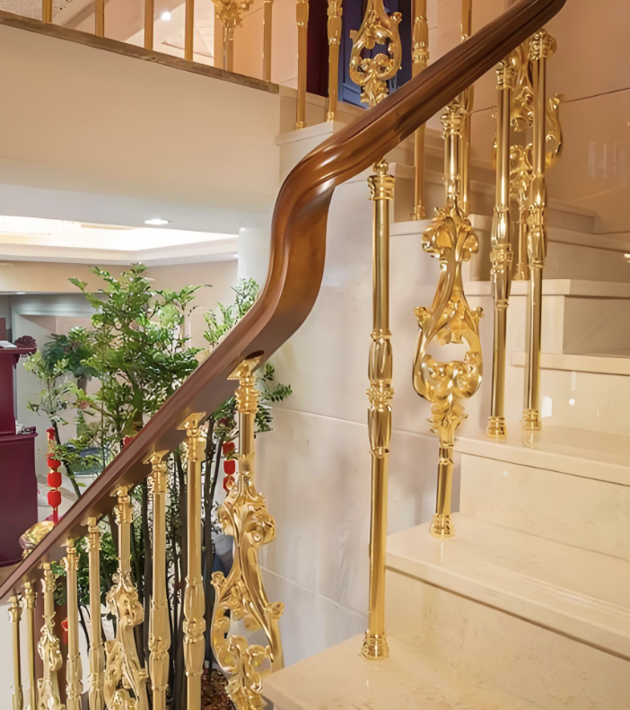 Rel Tangga Besi Disikat Emas Mewah