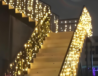 Rampes d'imitation en bois <span>décoratives</span> à énergie solaire