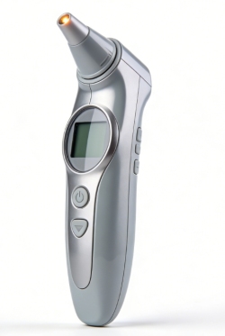 เครื่องวัดอุณหภูมิอินฟราเรดสำหรับหน้าผากและหู ที่ผ่านการรับรองทางการแพทย์