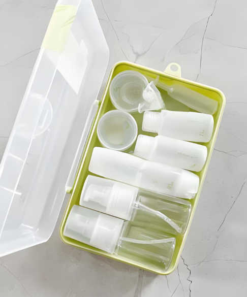 ชุดขวดบรรจุยาแบบพกพาสำหรับการเดินทาง