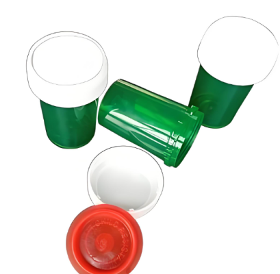 Child-Resistant Push-Down Plastic Pill Bottles