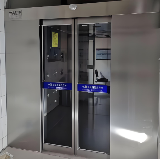 Cabine de douche à air à porte coulissante automatique