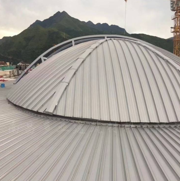 Panel Lengkung Aluminium-Magnesium-Mangan dengan Jahitan Berdiri Rendah