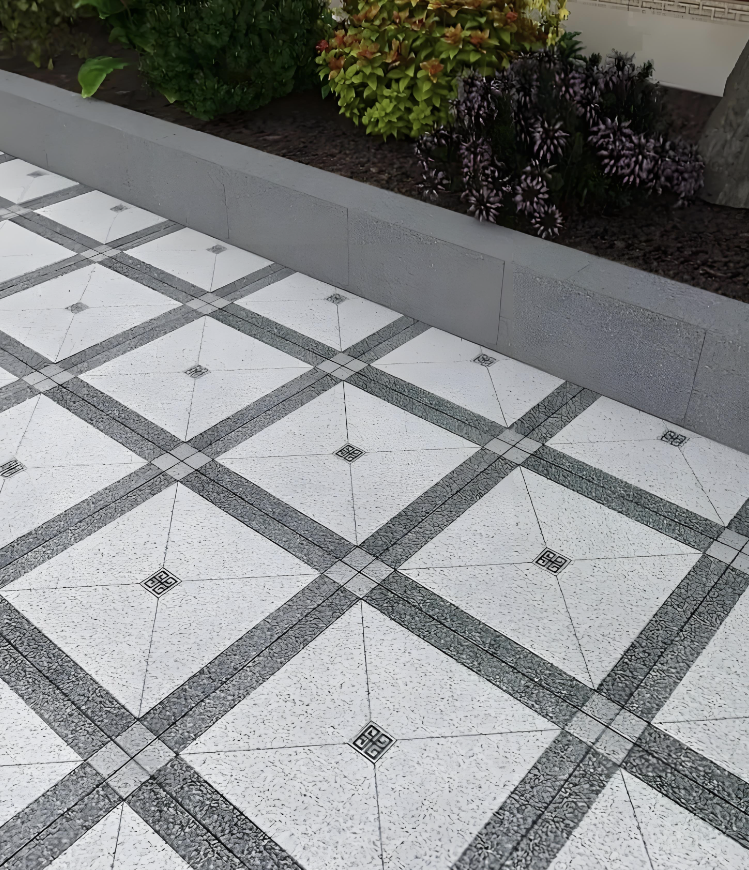 Bata PC Mirip Batu Bertekstur Marmer untuk Halaman Vila