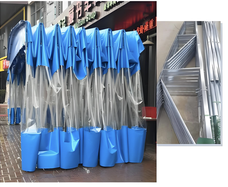 Mái che kéo thả tạm thời tại công trường xây dựng