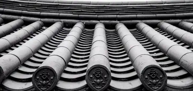 Genteng Atap Antik Silinder Tanah Liat Bergaya Jepang