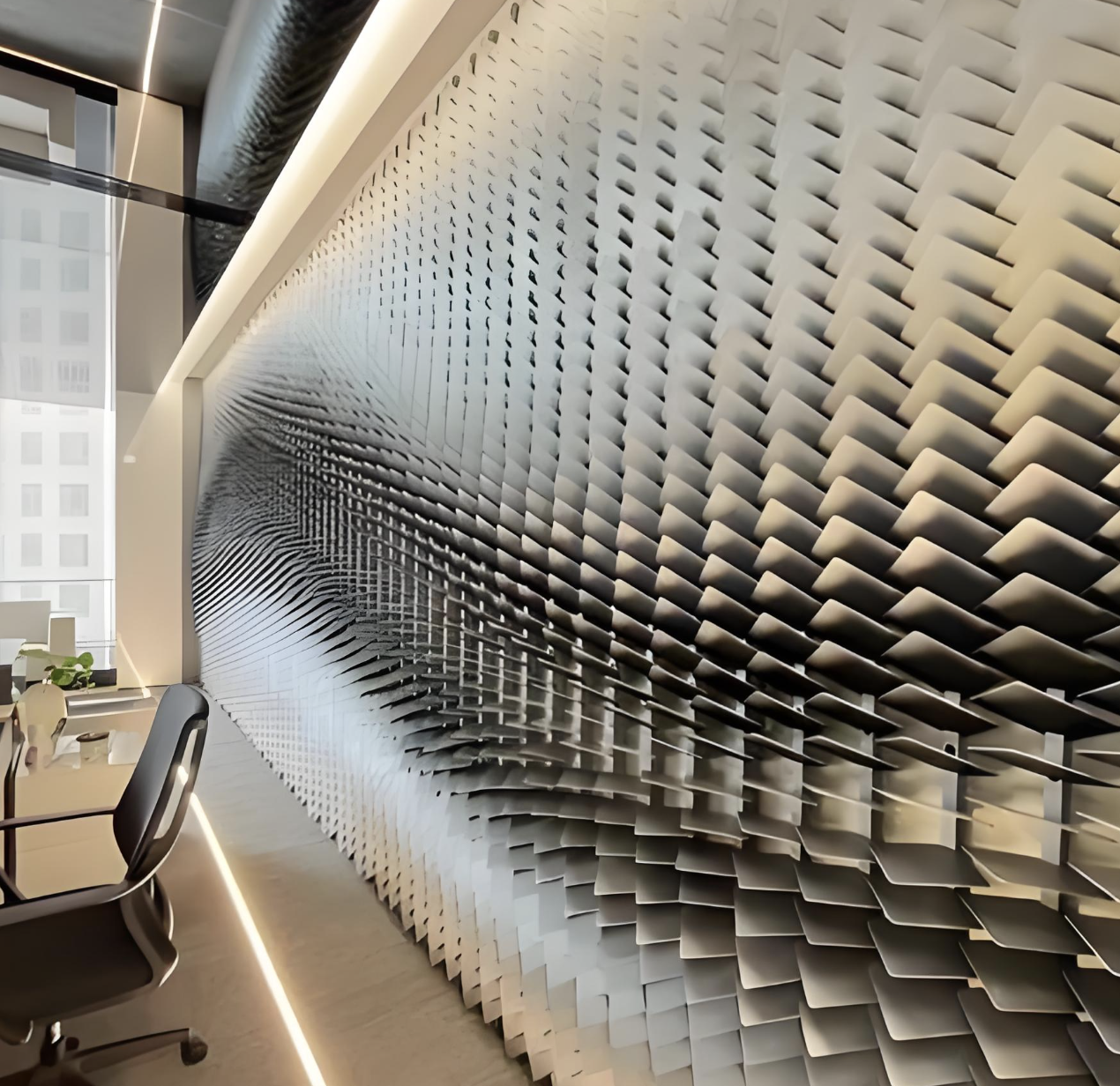 Tường rào cửa kính nghệ thuật được điều khiển bằng gió tùy chỉnh