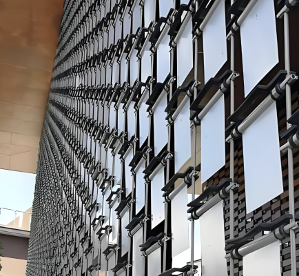 Brushed 316L Stainless Steel Wind-Activated Curtain Wall