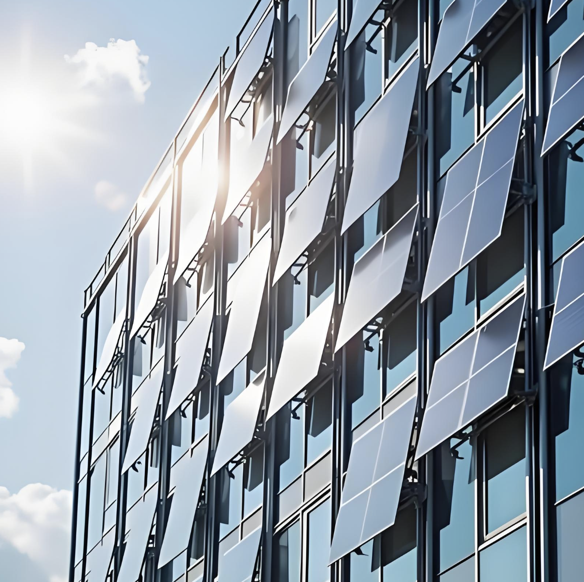 Mur rideau photovoltaïque assemblé léger