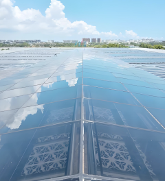 Mur rideau photovoltaïque transparent en tellurure de cadmium