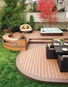 Parquet de terrasse commercial en bois dur tropical traité au préservatif