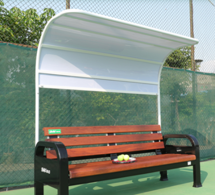 Banc de parc avec pare-soleil réglable