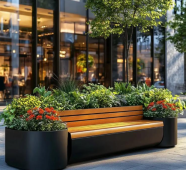 Embedded Landscape Integrated Park Seating with Planter
