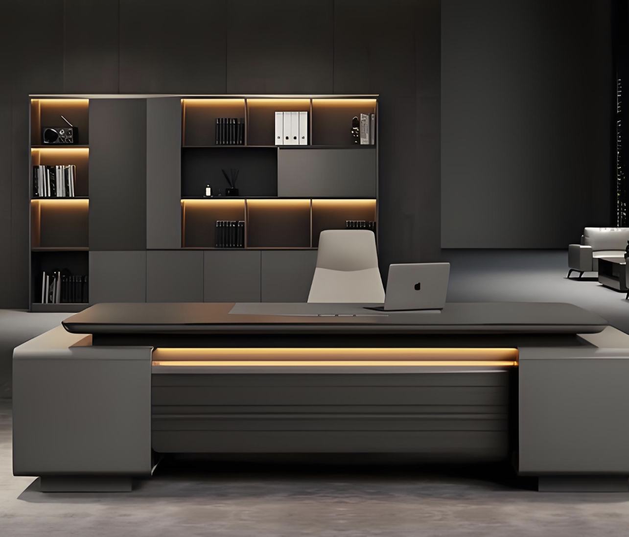 小型オフィス向け コンパクト焼付塗装 社長用デスク