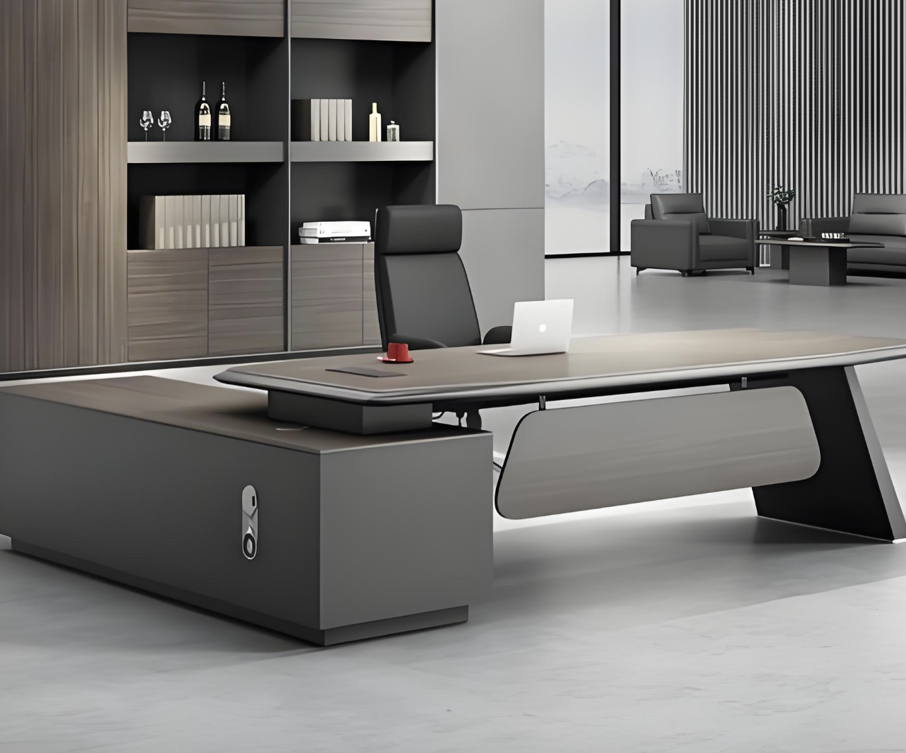 小型オフィス向け コンパクト焼付塗装 社長用デスク