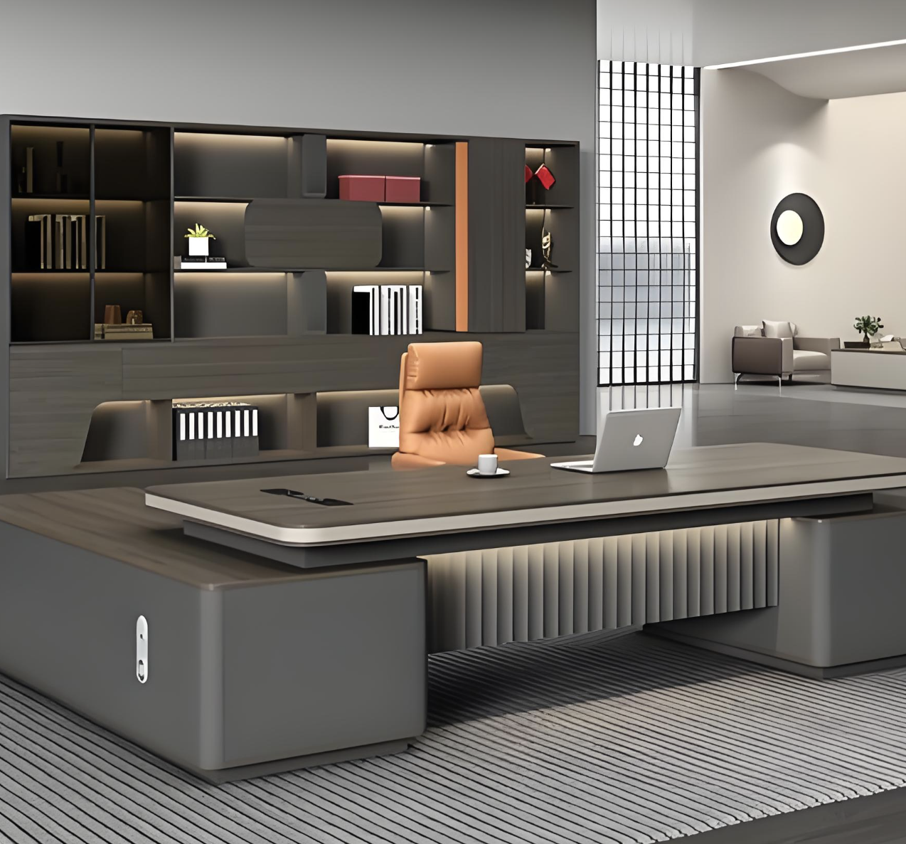 环保水性漆竹制主管办公桌