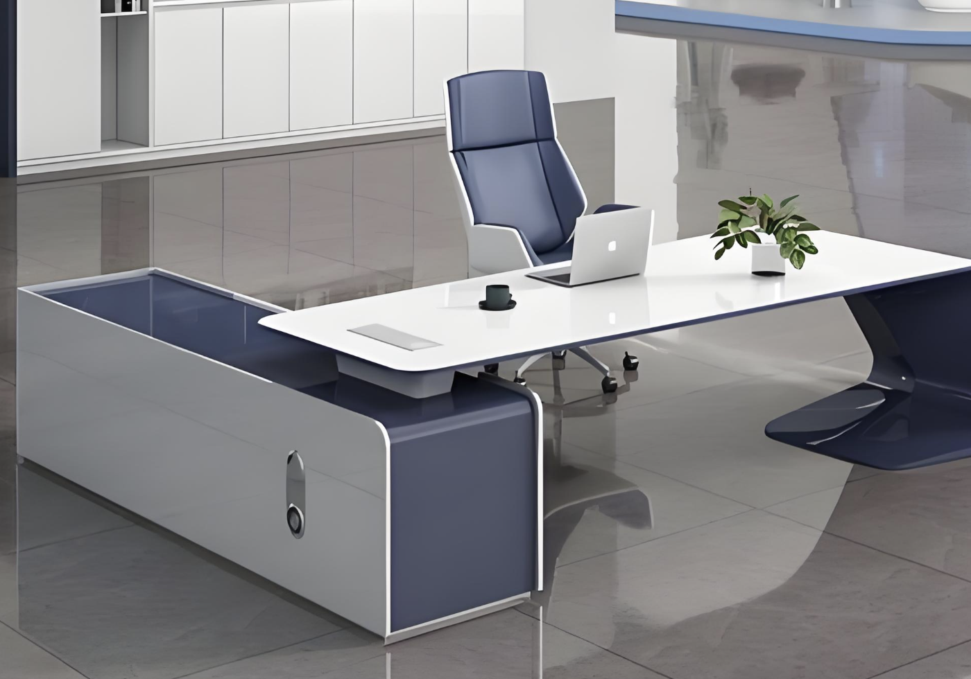 High Gloss Baked Lacquer Executive President Desk