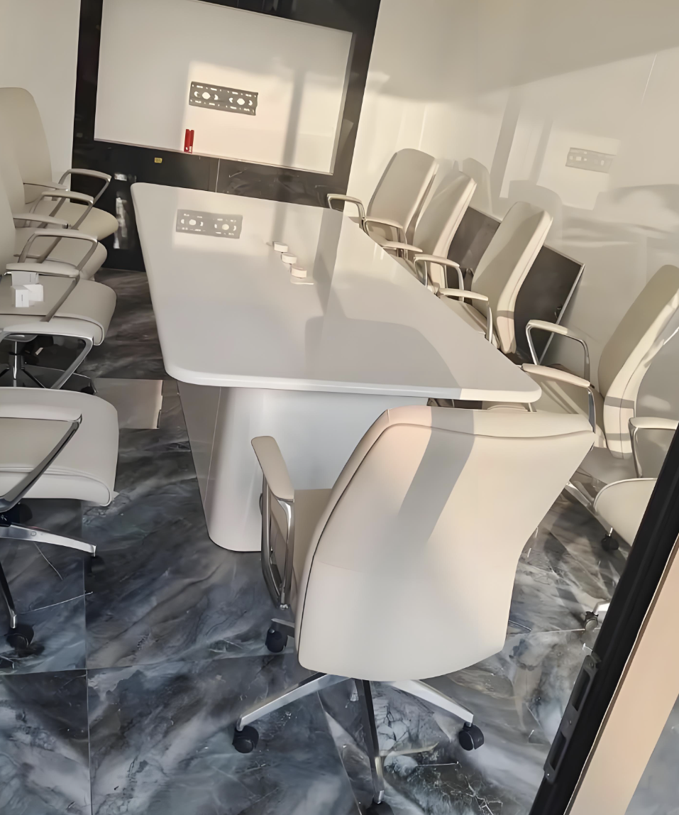 Lacquered Conference Table With Integrated Cable Management Box