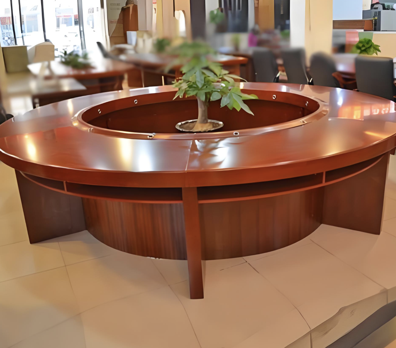 Meja Konferensi Eksekutif Mewah Berbentuk Bundar dengan Lapisan Cat Lac