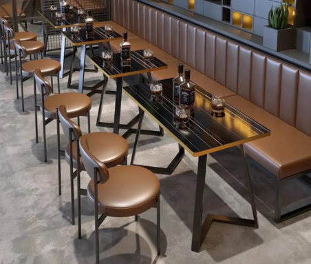 Ensemble de table et de chaises de banquette de salle à manger en fer style industriel