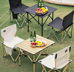 Foldable Portable Outdoor Dining Table and <span>Chair</span> Set
