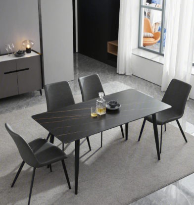 Ensemble table et chaises de salle à manger en pierre frittée au luxe discret