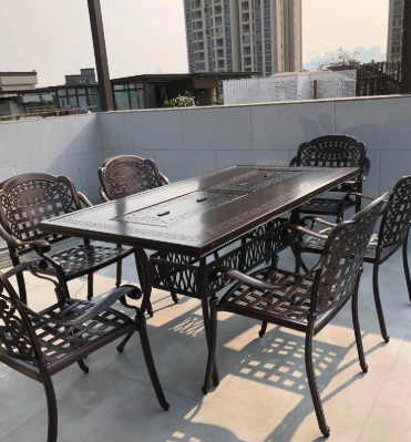 Ensemble de table et chaises de salle à manger en alliage d'aluminium pour patio extérieur