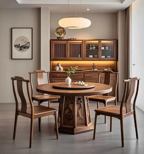 Ensemble de table et chaises de salle à manger en bois massif, design nordique à luxe discret pour restaurants occidentaux