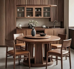 Set Meja Makan dan Kursi Kayu Solid Restoran Barat Mewah Gaya Nordic