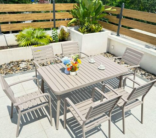 Outdoor Patio Waterproof Aluminum Alloy Dining Table & Chair Set