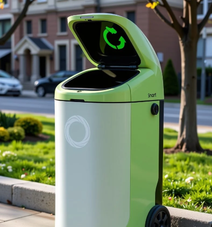 ถังขยะเซ็นเซอร์สัมผัสไร้สองช่องแยกประเภทขยะ