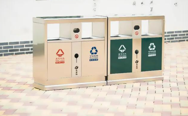 3-Compartment Commercial Outdoor Sorting Trash Bin